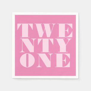 Modern 21st Birthday Elegant Pink Bold Typography Napkins
