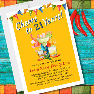 Modern 21st Birthday  Fiesta Cheers to 21 Years  Invitation