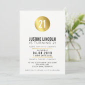 MODERN 21ST birthday party INVITE gold spot black (Standing Front)