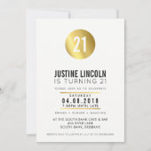 MODERN 21ST birthday party INVITE gold spot black (Front)