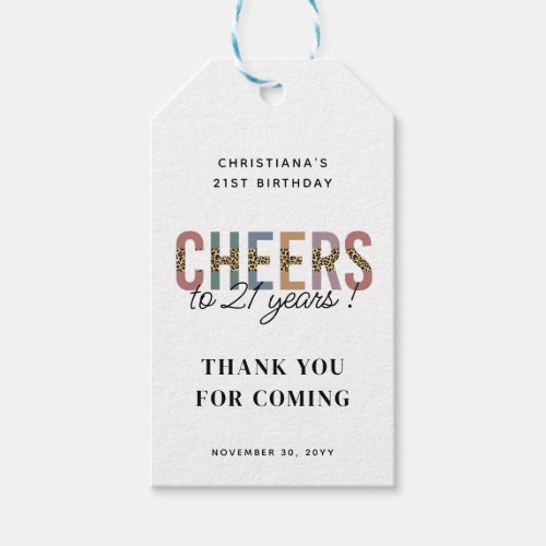 Modern 21st Birthday Party Leopard Print Gift Tags