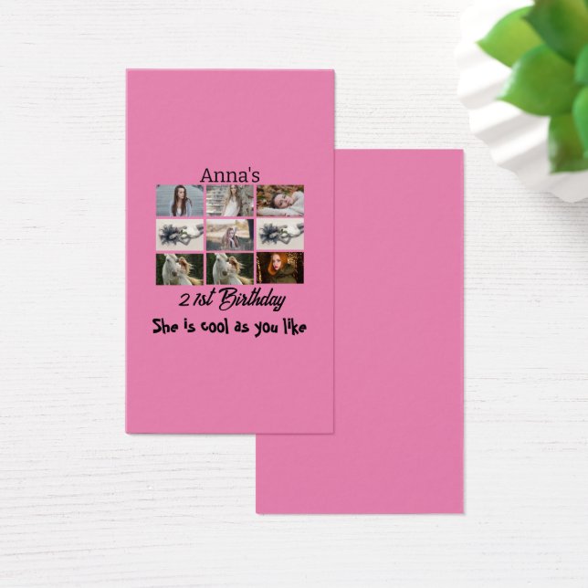 Modern 21st Birthday personalized 9 Photo Collage (Desk)