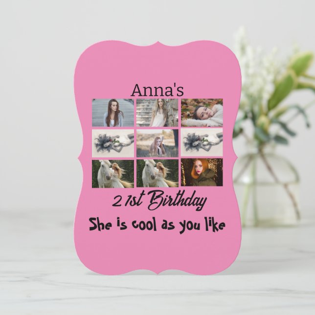 Modern 21st Birthday personalized 9 Photo Collage (Standing Front)