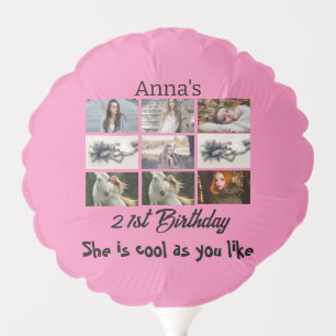 Modern 21st Birthday personalized 9 Photo Collage Balloon