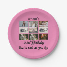 Modern 21st Birthday personalized 9 Photo Collage
