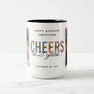 Modern 21st Birthday Photo Two-Tone Coffee Mug