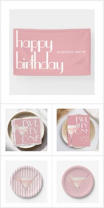Modern 21st Birthday Pink Cocktail Party