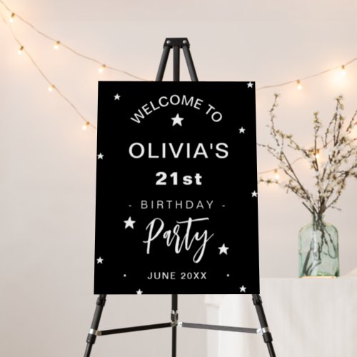 Modern 21st Birthday Stars Party Welcome Sign