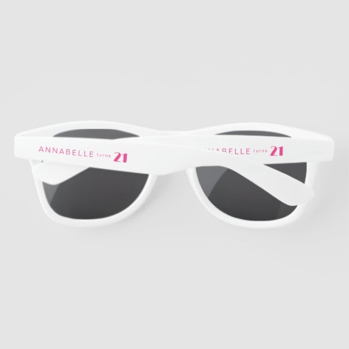 Modern 21st Twenty One Girls Birthday Sunglasses