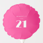 Modern 21st Twenty One Hot Pink Birthday Party Balloon<br><div class="desc">Custom 21st birthday party bright pink balloon,  perfect for girls twenty first birthday party celebrations.  Customize with your own name.  Colors can be edited in the design tool. Please use the message me button below for help with further customization and special requests.  © Zoe Chapman Design</div>