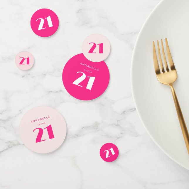 Modern 21st Twenty One Hot Pink Birthday Party Confetti (Group)
