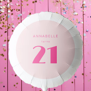 Modern 21st Twenty One Pink Birthday Party Balloon