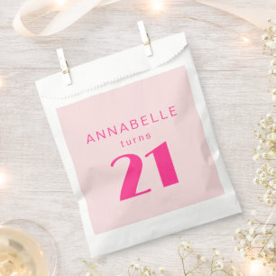 Modern 21st Twenty One Pink Birthday Party Favor Bag