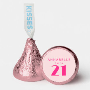 Modern 21st Twenty One Pink Birthday Party Hershey®'s Kisses®