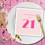 Modern 21st Twenty One Pink Birthday Party Napkins<br><div class="desc">Custom 21st birthday party pink paper napkins perfect for girls twenty first birthday party celebrations.  Customize with your own name.  Colors can be edited in the design tool. Please use the message me button below for help with further customization and special requests.  © Zoe Chapman Design</div>