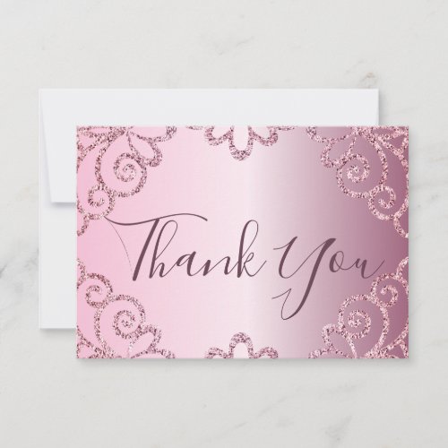 Modern 21stt Birthday Pink Glitter Sparkle  Thank You Card