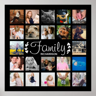 Modern 22 Family Photo Collage Laurels Poster