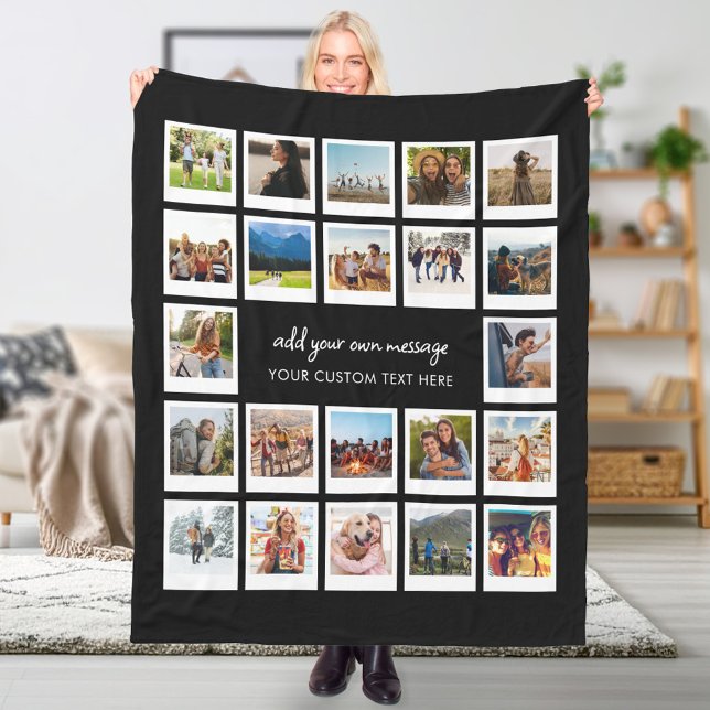 Modern 22 Picture Personalized Photo Collage Fleece Blanket (Creator Uploaded)