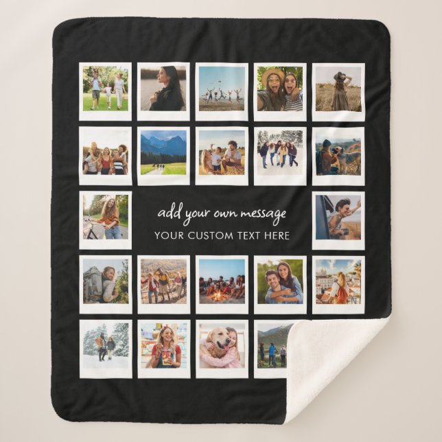 Modern 22 Picture Personalized Photo Collage Sherpa Blanket (Front)