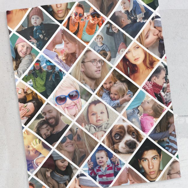 Modern 24 Photo Collage Fleece Blanket (Creator Uploaded)