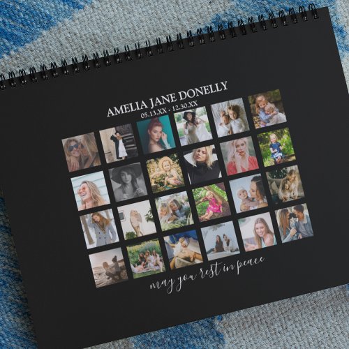 Modern 24 Photo Collage Memorial Guest Notebook