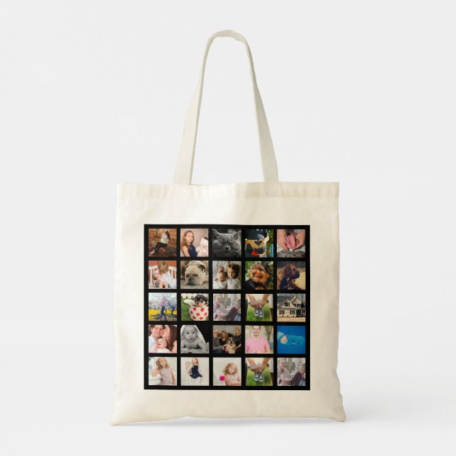 Modern 25 Family Photo Collage Tote Bag (Back)