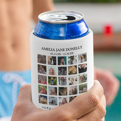 Modern 25 Photo Collage  Memorial Can Cooler
