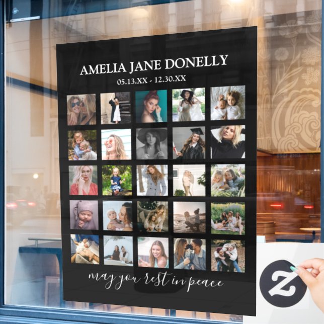Modern 25 Photo Collage Memorial Window Cling (Cafe Window)
