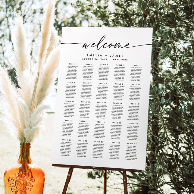 Modern 25 Tables Welcome Seating Chart Foam Board (Seating chart template)