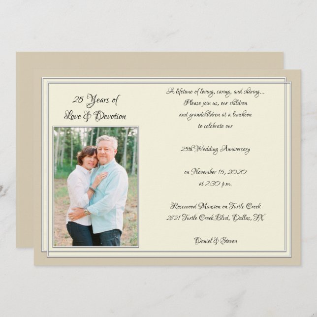 Modern 25th Anniversary Celebration Invitation (Front/Back)