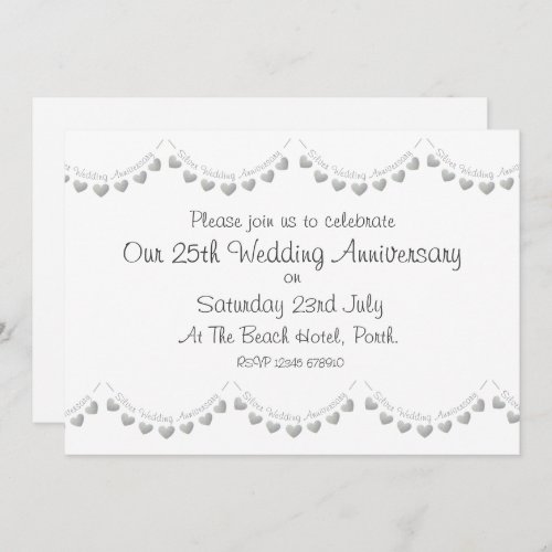 Modern 25th Silver Wedding Anniversary Invitation