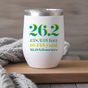 Modern 26.2 Marathon Running Green Runners Gift Thermal Wine Tumbler