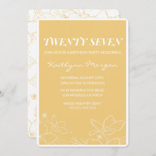 Modern 27th birthday invitations Floral Yellow