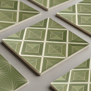 Modern 2 Color Geometric Pat#26 Olive Green ID1192 Ceramic Tile