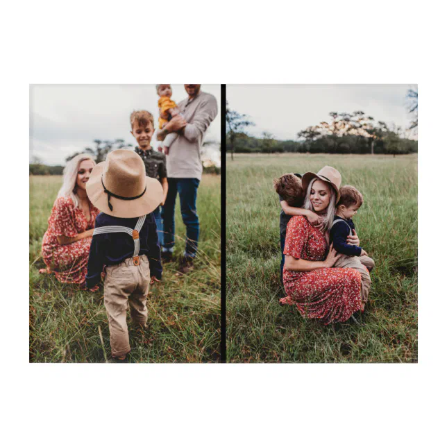 Modern 2 Family Photo Collage | Design Your Own Ac Acrylic Print | Zazzle