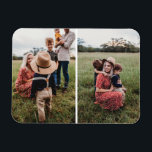 Modern 2 Family Photo Collage | Design Your Own Magnet<br><div class="desc">Create your own photo magnet with this customizable collage template! A simple white line divides two favorite fridge worthy photos!</div>