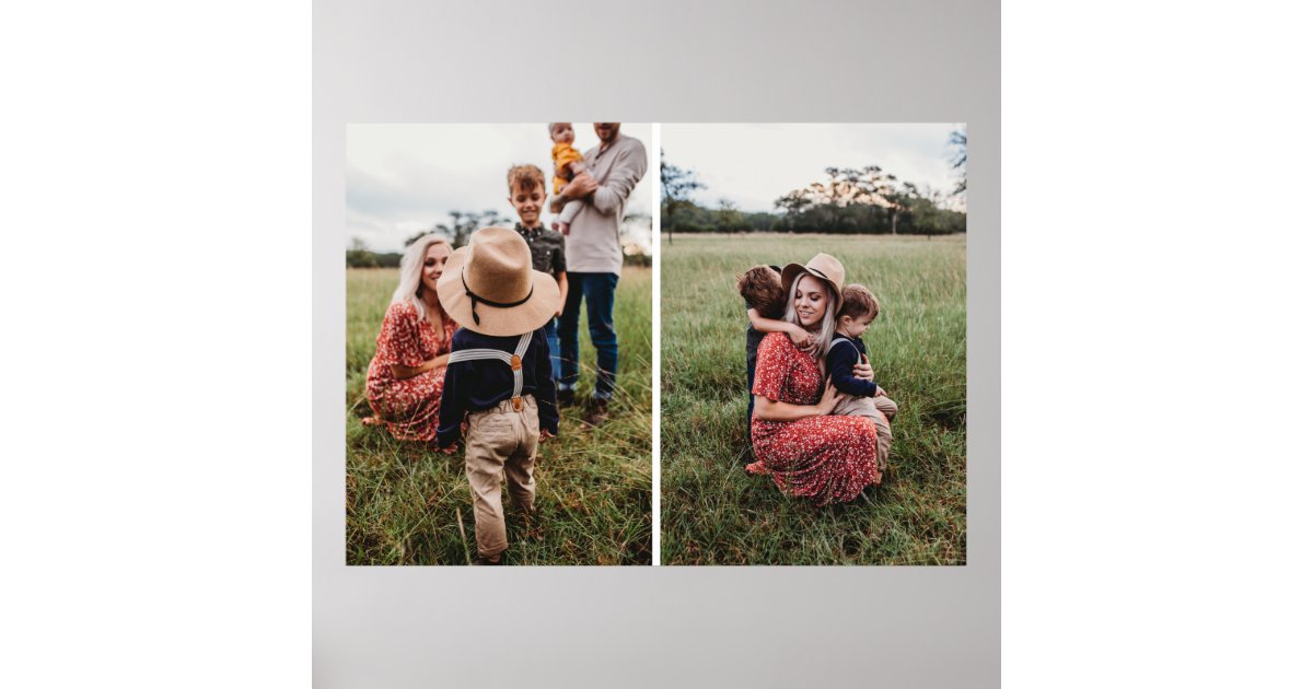 Modern 2 Family Photo Collage | Design Your Own Poster | Zazzle