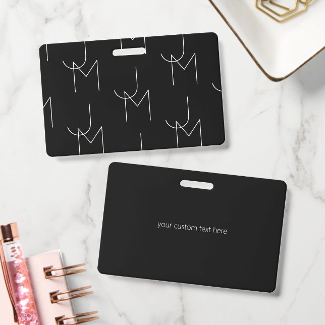 Modern 2 Initial Pattern | Black & White Badge (Office)