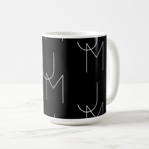 Modern 2 Initial Pattern | Black & White Coffee Mug