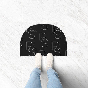Modern 2 Initial Pattern   Black & White Doormat