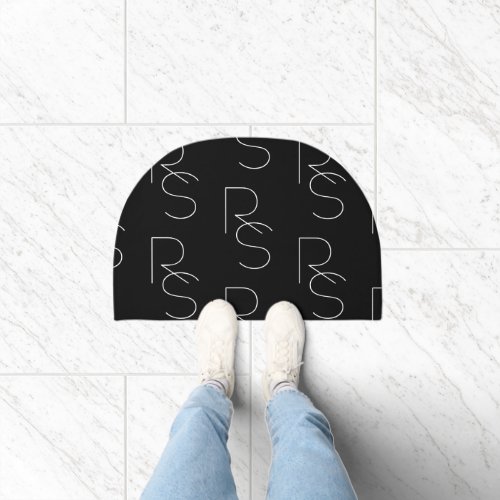 Modern 2 Initial Pattern | Black & White Doormat