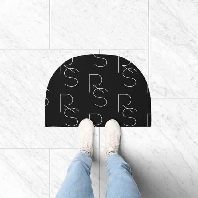Modern 2 Initial Pattern | Black & White Doormat (Indoor)