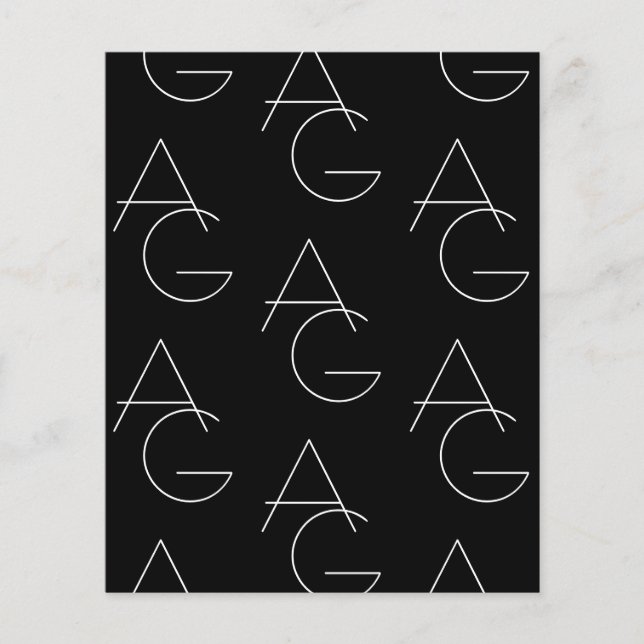 Modern 2 Initial Pattern | Black & White Flyer (Front)