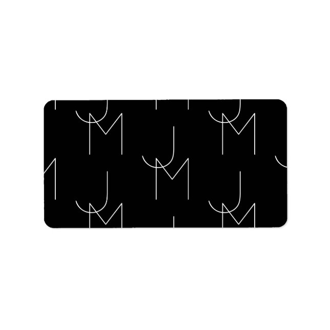 Modern 2 Initial Pattern | Black & White Label (Front)