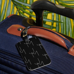 Modern 2 Initial Pattern Black & White Luggage Tag