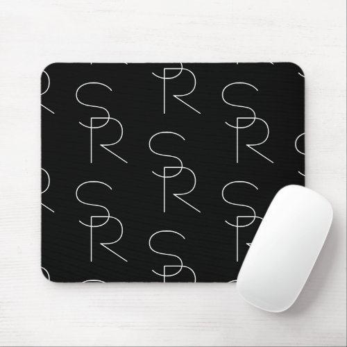 Modern 2 Initial Pattern | Black & White Mouse Pad
