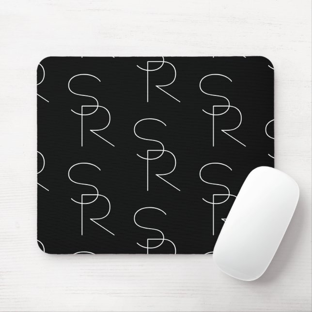 Modern 2 Initial Pattern | Black & White Mouse Pad (With Mouse)