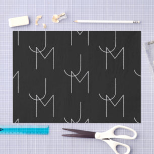 Modern 2 Initial Pattern   Black & White Tissue Paper
