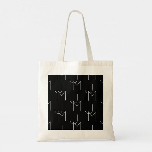 Modern 2 Initial Pattern | Black & White Tote Bag