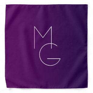 Modern 2 Initials Deep Purple Subtle Ombre Bandana